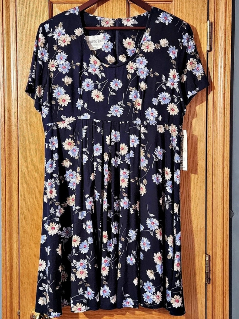 VTG Paquette Too! Blue Floral Mini Babydoll Dress Sz 12 Cottagecore Boho NWT